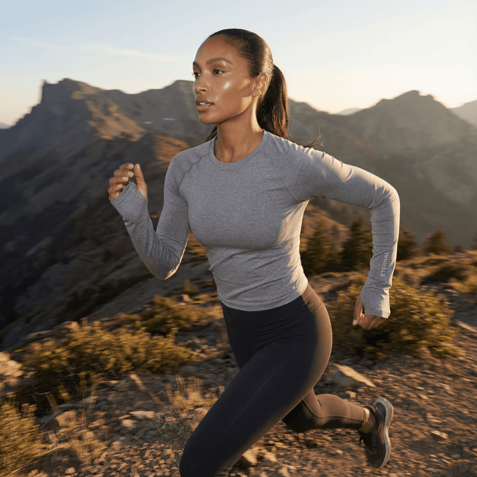 Eternal athlete running in the mountains